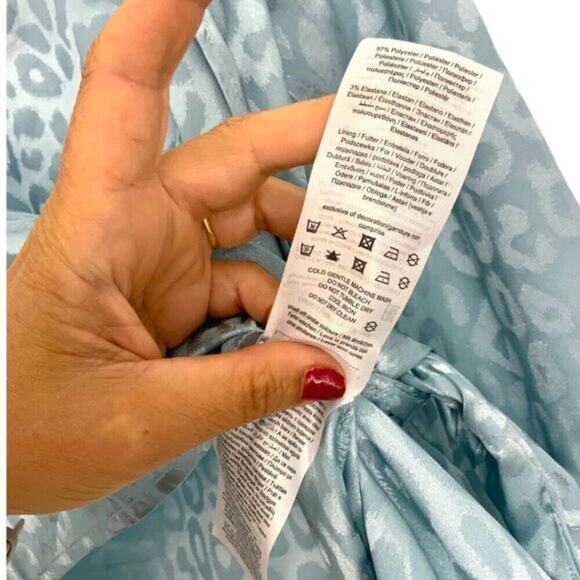 Something New Mia Satin Long Sleeve Wrap Top Blue Size Medium NWOT $40 MSRP - Picture 6 of 8